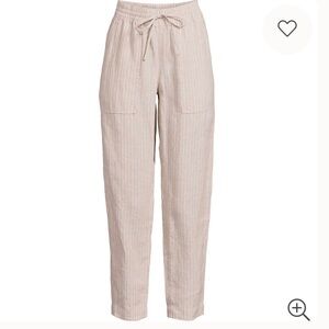 LANDS END Women's High Rise Pull On Tie Waist Linen Crop PANTS Size: 14 NEW